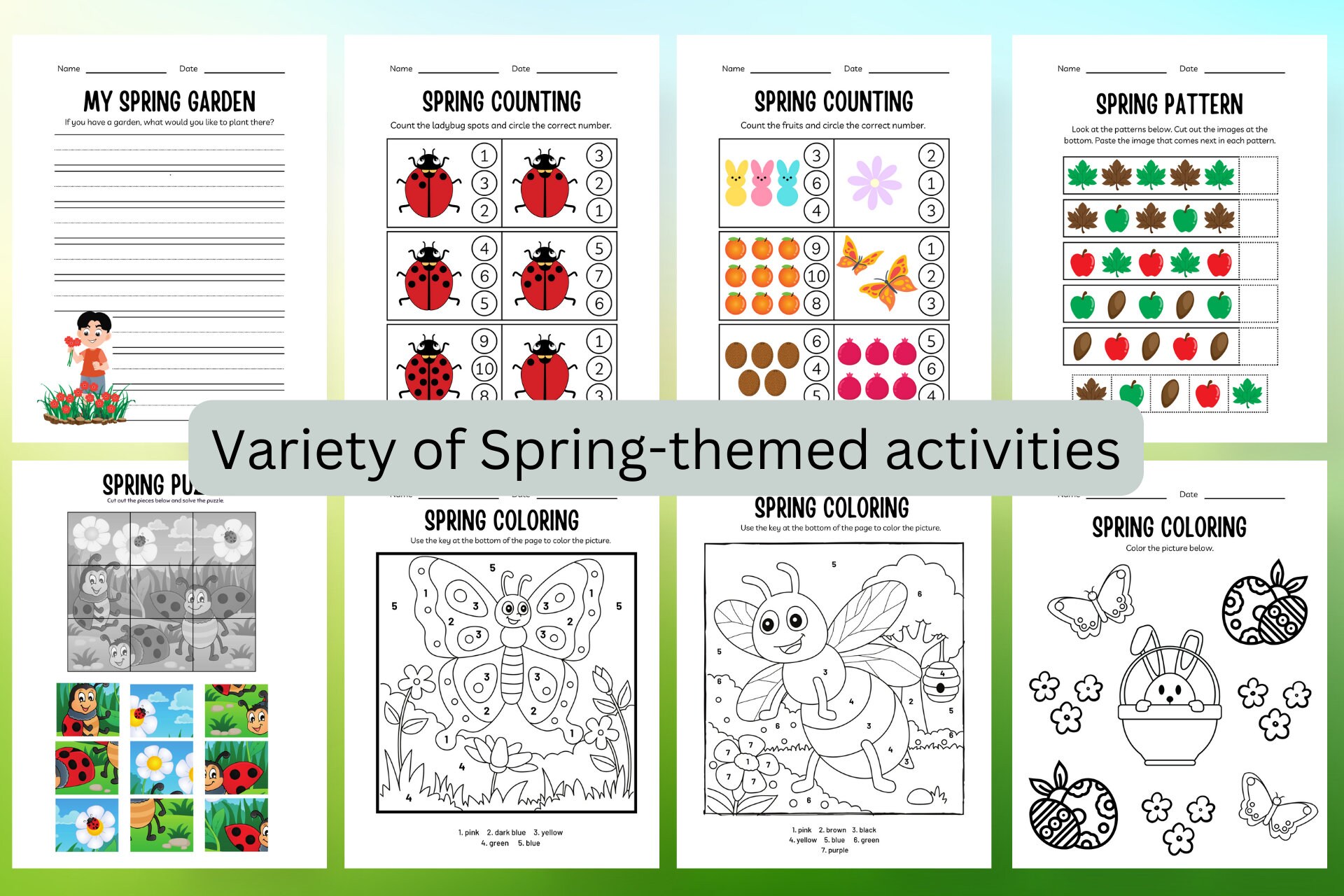 24 Cute Spring Activity Pages Book, Instant Printable Download, for ...