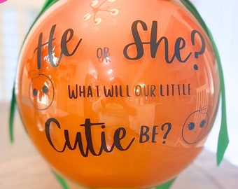 Little Cutie Boy or Girl Gender Reveal Balloon, Perfect indoor gender reveal party balloon, NO MESS gender reveal balloon