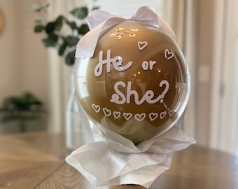 He or She Gender Reveal Balloon, Perfect indoor gender reveal party balloon, NO MESS gender reveal balloon