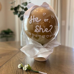 He or She Gender Reveal Balloon, Perfect indoor gender reveal party balloon, NO MESS gender reveal balloon