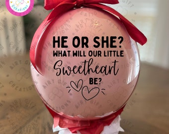 Valentine Gender Reveal Balloon, He or She Sweetheart, No Mess