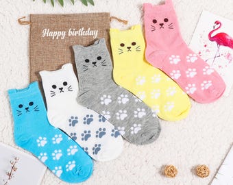 Cat socks, women's casual socks, personalized socks, soft and comfortable socks, gifts for her