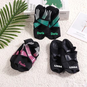 Custom Name Yoga Socks with Silicone Grip | Non-Slip Pilates Socks for Women | Breathable Toeless Design | Summer Workout Gift