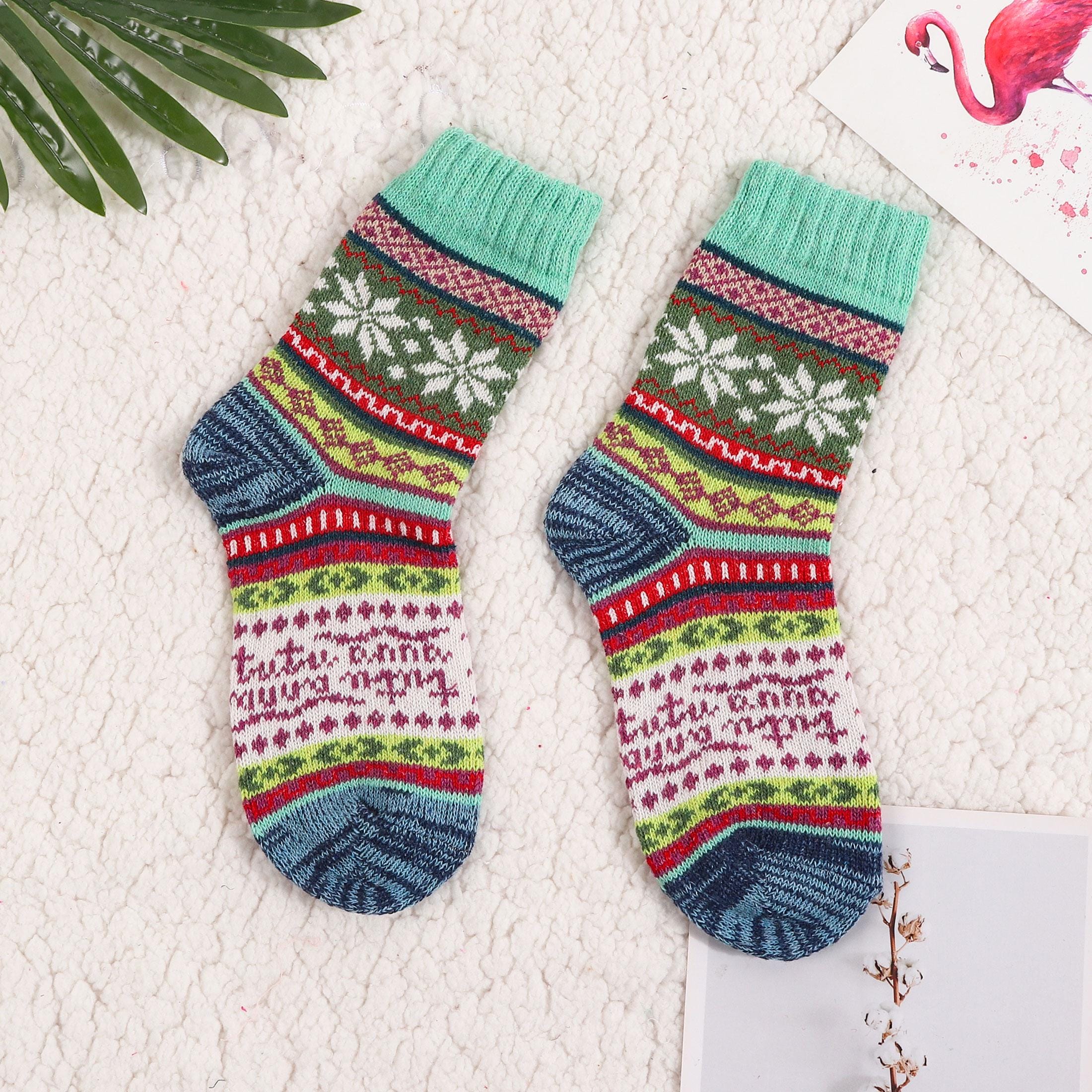 Women Warm Nordic Socks, Colorful Retro Vintage Style Socks,winter ...