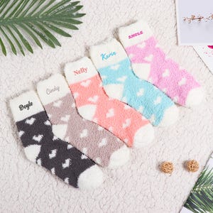 Cozy Socks, Winter Socks, Slipper Sock Gifts, Stocking, Heart pattern socks, Family socks