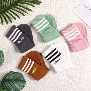 Luxury Anti-Slip Yoga Socks | Personalized Name Embroidery Pilates Socks | Thoughtful Gift for Women | Eco-Friendly Fabric