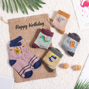 5 Pairs Cotton Baby Socks, Cute Newborn Socks, Toddler Boy Socks, New Baby Boy Gift, Baby Shower Gift, Animal Print Socks