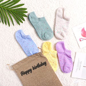 Personalized Socks with Name Packaging Anti-Slip Boat Socks Summer | Lightweight No-Heel Socks | Breathable Low-Cut Socks | Gift Yoga Lovers