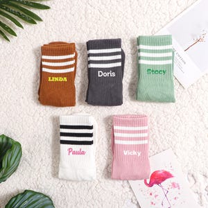 Custom Embroidered Pilates Yoga Socks | Non-Slip Grip Soles | Personalized Name Gift for Her | Embroidery Service