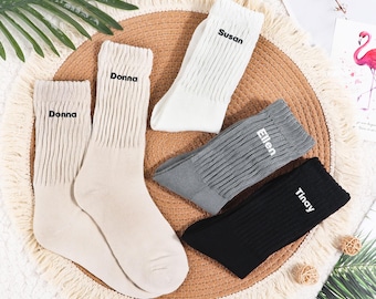 Personalized stare at socks, women's cotton soft knit socks, men's and women's winter warm socks, home socks