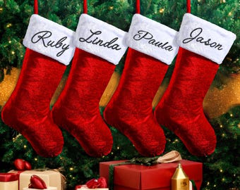Personalized Red Velvet Christmas Stockings,Personalized Xmas Stocking,Christmas Home Decor,Custom Christmas stockings