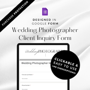 Wedding Photographer New Client Intake Google Form