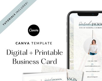 Digital Business Card + Printable Business Card | Day of Wedding Coordinator | Wedding Planner | Canva Template