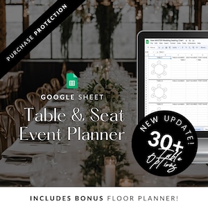 Planificador de lista de asientos para mesas de boda Hoja de Excel de Google