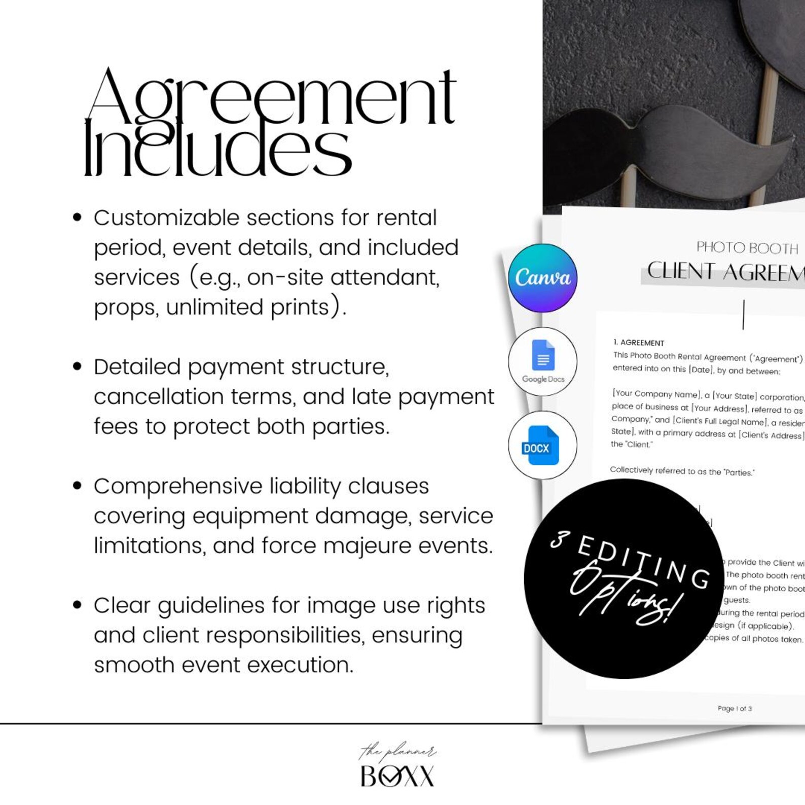 Photo Booth Rental Client Agreement | Editable in Canva, Google Docs ...