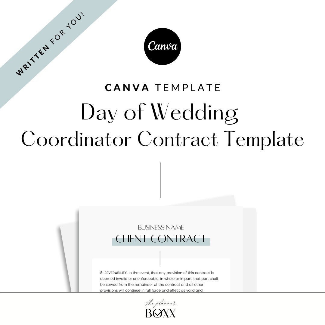 Day Of Wedding Coordinator Contract Etsy