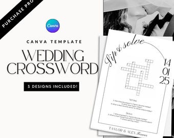 Custom Wedding Crossword Puzzle Template: Sip & Solve Game (5x7, A5)