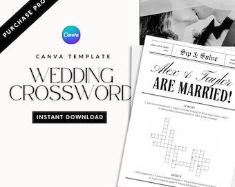Custom Wedding Crossword Puzzle: Sip & Solve Game (5x7 Template)