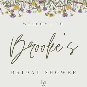 Bridal Shower Welcome Sign Template, Wildflower Bridal Shower Welcome Poster, Floral Bridal Shower Welcome Sign