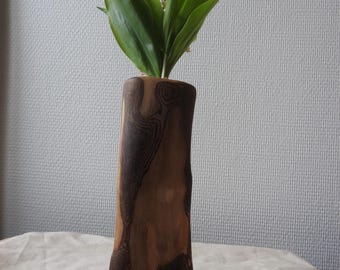 Soliflore en bois de noyer et son tube à essais