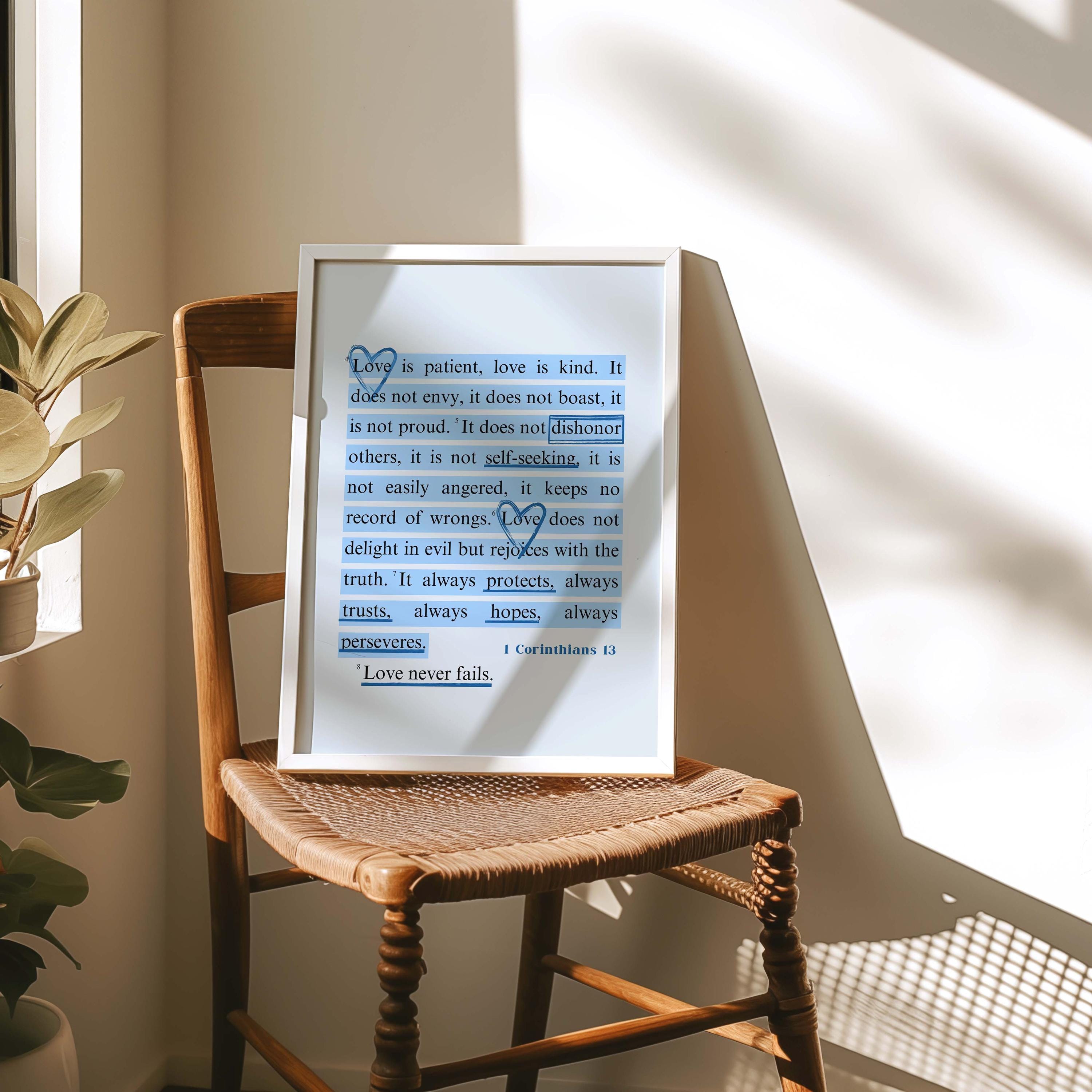 1 Corinthians 13 Scripture Art Print: Christian Wall Art (digital ...
