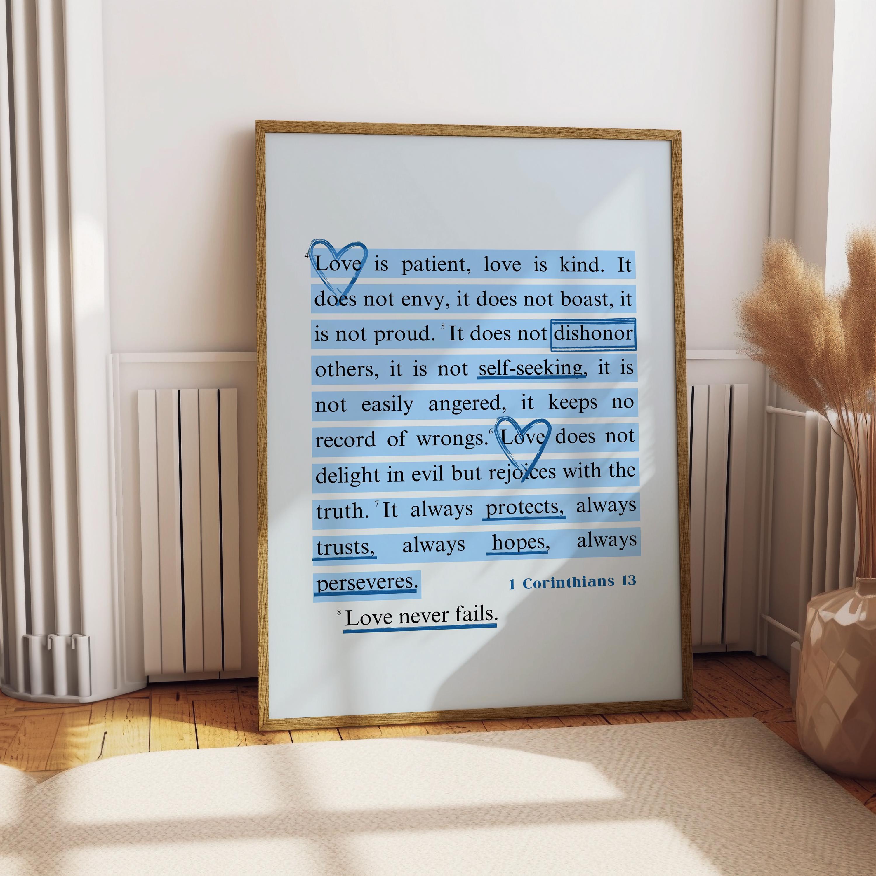 1 Corinthians 13 Scripture Art Print: Christian Wall Art (digital ...