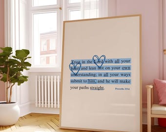 Christian gifts, blue wall art, christian wall art, christian prints, bible verse wall art, scripture wall art, digital print