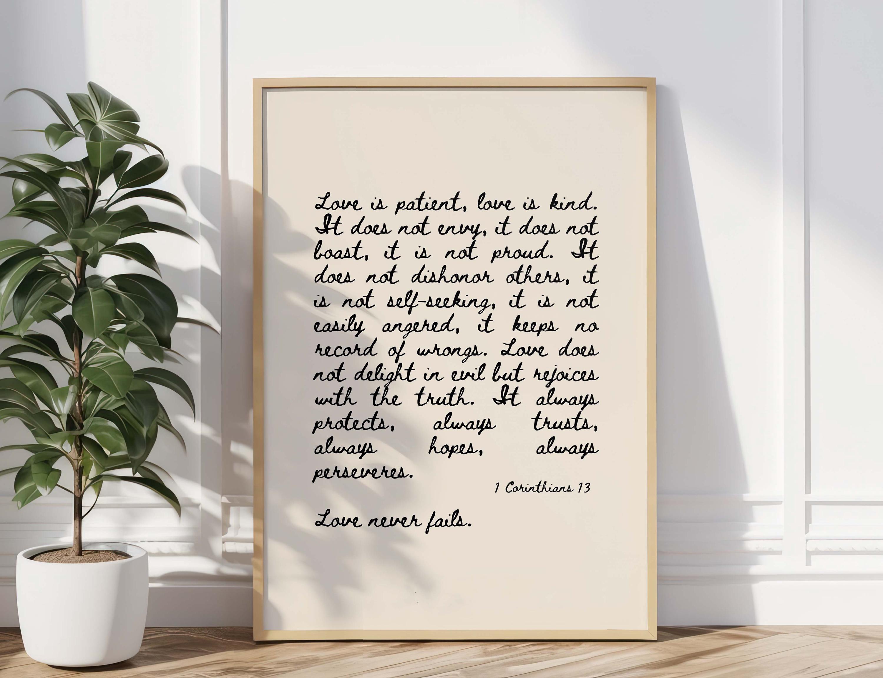 1 Corinthians 13 Scripture Print: Beige Christian Wall Art (digital ...