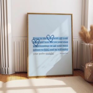 Scripture wall art, blue wall art, bible verse wall art, christian wall art, christian prints, modern christian art, digital print