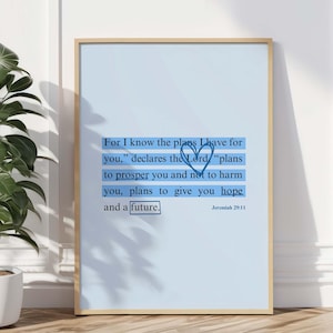 Scripture wall art, blue wall art, bible verse wall art, christian wall art, christian prints, modern christian art, digital print