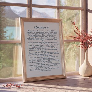 1 Corinthians 13 Scripture Art Print: Blue Christian Wall Art (digital ...