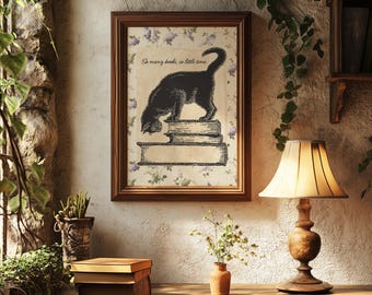 Vintage Cat Reading Book Print: Bookish Wall Art (Digital Download)
