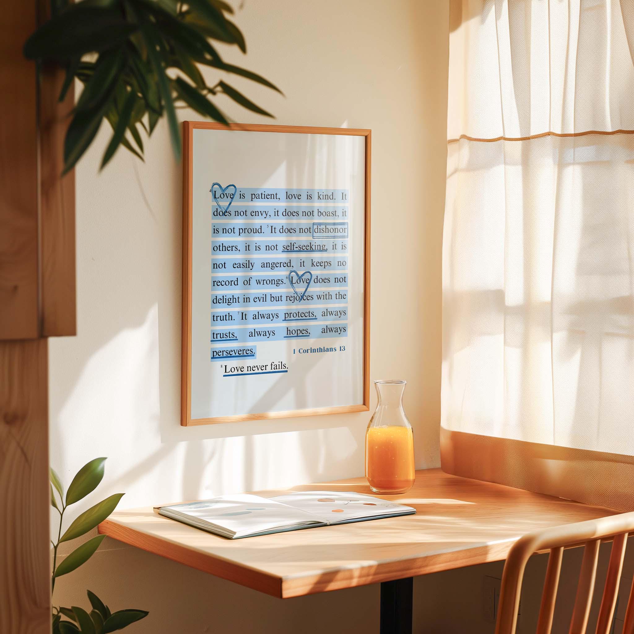 1 Corinthians 13 Scripture Art Print: Christian Wall Art (digital ...