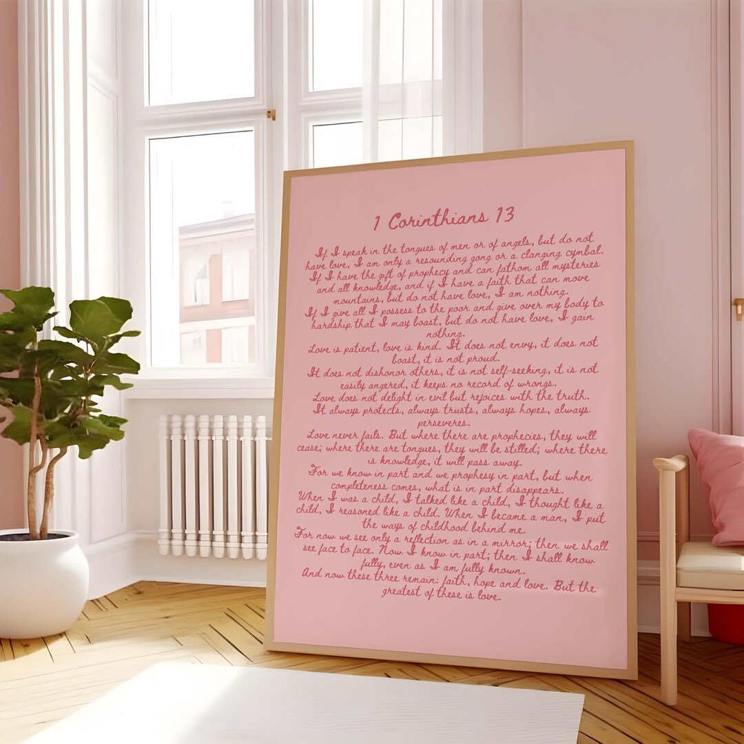 1 Corinthians 13 Scripture Print: Modern Christian Wall Art (digital ...