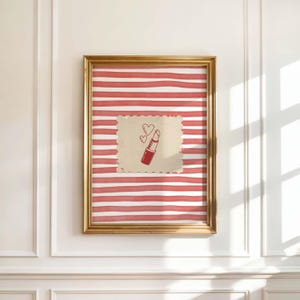 Sztuka ścienna retro, sztuka ścienna vintage, sztuka ścienna w kolorze czerwonym, plakat retro, wydruki retro, sztuka ścienna w paski, sztuka ścienna na barze, szminka, POBIERANIE CYFROWE