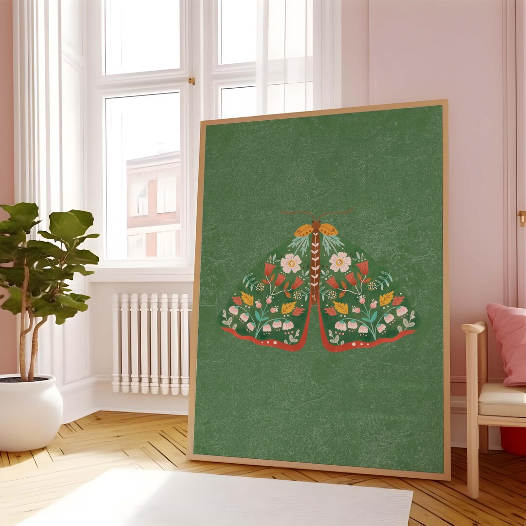 Green Butterfly Art Print, Butterfly Wall Art, Moth Art Print ...