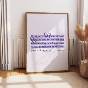 Scripture wall art, purple wall art, bible verse wall art, christian wall art, christian prints, modern christian art, digital print