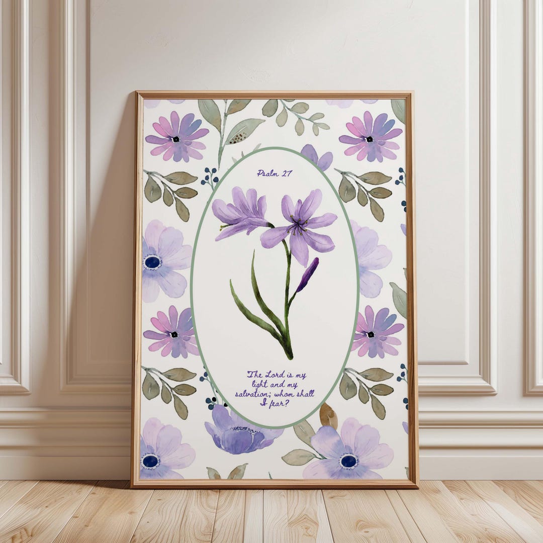 Bible Verse Wall Art, Christian Wall Art, Modern Christian Art, Flower ...