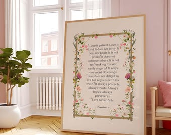 Bible Verse Wall Art: Christian Floral Decor (Digital Prints)