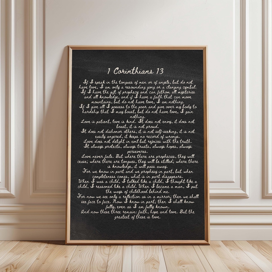 1 Corinthians 13 Scripture Art Print: Christian Wall Decor (digital ...