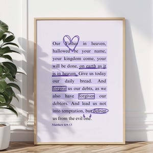 Modern Christian art, purple wall art, Christian wall art, bible verse wall art, scripture wall art, Christian gifts, digital download