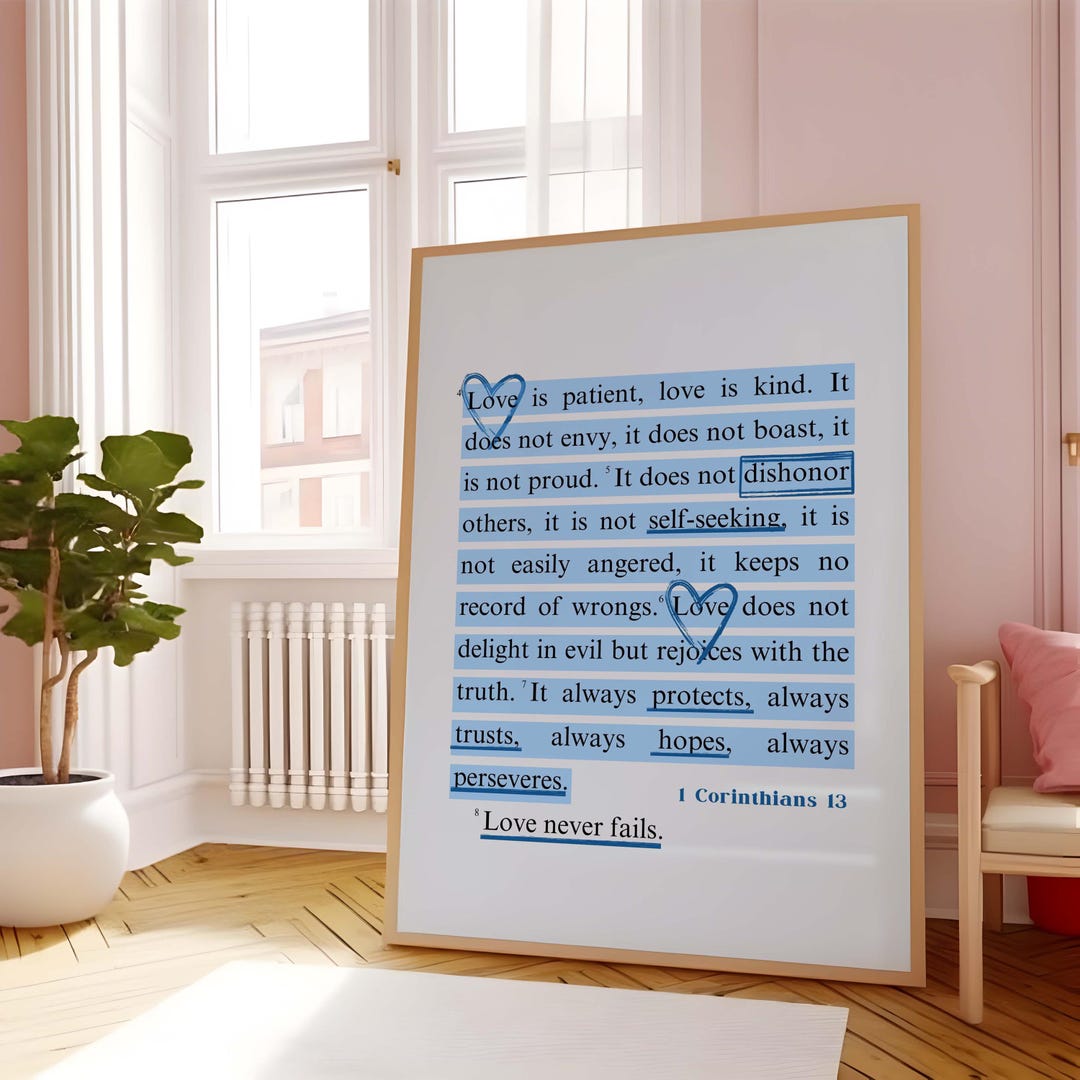 1 Corinthians 13 Scripture Art Print: Christian Wall Art (digital ...