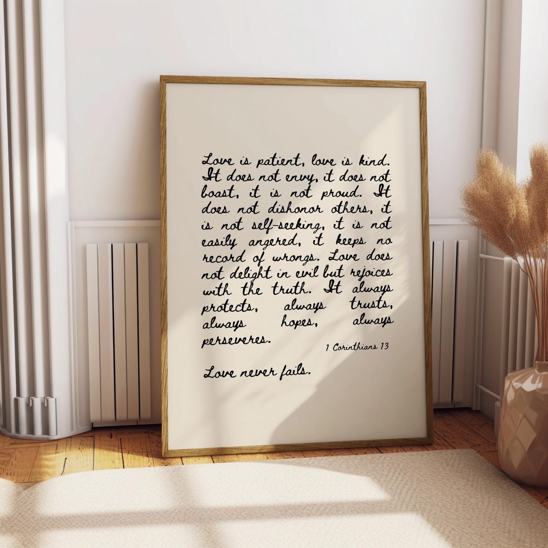 1 Corinthians 13 Scripture Print: Beige Christian Wall Art (digital ...