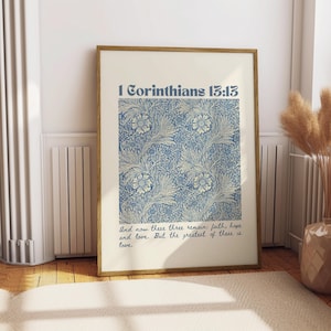 Modern Christian Art Christian Wall Art Scripture Wall Art Blue Wall Art Bible Verse Wall Art Floral Christian Prints Digital Download