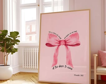 Pink Christian Wall Art: Scripture Bible Verse Print (Digital Download)
