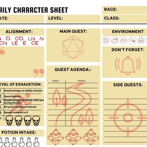 DnD Tagesplaner, Digitaler Download, druckbar