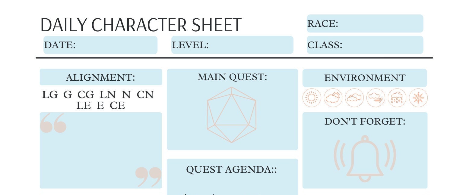 Dnd Daily Planner, Digital Download, Printable Etsy