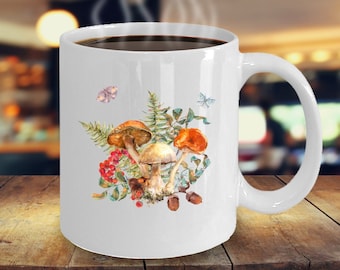 Tazza da caffè con motivo a funghi, idea regalo in stile cottagecore