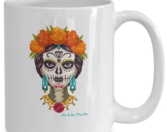 Dia de los muertos mug, day of the dead coffee mug, halloween mug