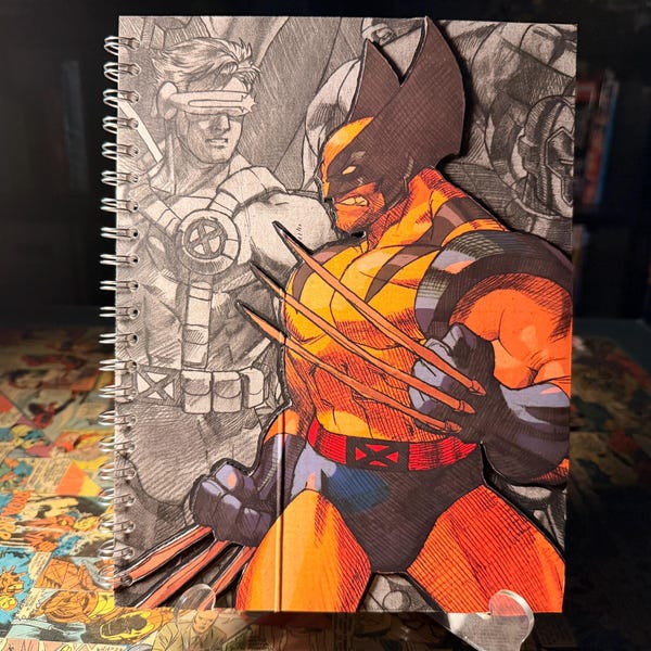 Cuaderno de bocetos de Wolverine hecho a mano, Marvel vs. Capcom Kith Packaging, cuaderno de artista de Cyclops X-Men, regalo para coleccionistas de cómics